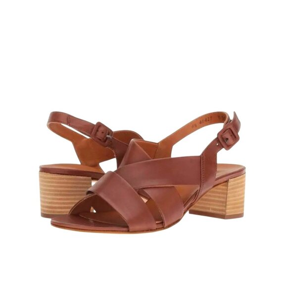 Paul Green Reese Slingback Womens 9 Brown Leather Sandals Criss Cross Straps - Picture 2 of 16